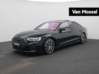 Audi A8 60 TFSI e quattro Lang 462 PK | S-line l Adaptive Cruise Control l Panoramadak l Bang & Olufsen Premium 3D l Elektr. voorstoelen geheugen l Stoelventilatie/massage voorin l Head-up display l 360 camera l HD-matrix l Apple Carplay | Android Auto l Stoelverwarming l Privacy glas l Lichtpakket plus ambient light l