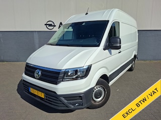 Volkswagen Crafter 35 2.0TDI L3H3 3-Persoons Navi Airco Cruise Control Verwarmbare Voorruit Regensensor Pdc Schuifdeur Betonplex vloer Wandbetimmering Highline Euro 6 Diverse beschadigingen rondom