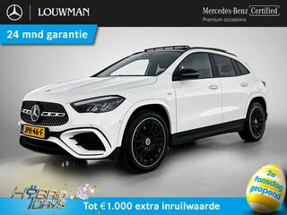 Mercedes-Benz GLA 250 e AMG Plug-In Hybride AMG Line | Night Pakket | Trekhaak | Panorama Schuif Kanteldak | 20 Inch AMG Velgen | Dodehoek Assist | Stuur en Stoelverwarming. Inclusief 24 maanden MB Certified garantie voor Europa.