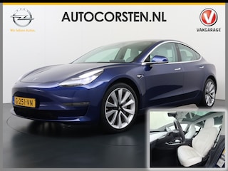 Tesla Model 3 Long Range AWD 75kWh 463PK Lmv 19" Ivoor Premium Audio AutoPilot Panoramadak Camera's Leer Adaptive-Cruise-Control+Stop&Go Pdc Dual-Ecc Dual-Motor Keyless 4WD Stoel en achterbank verwarming Elektr.Stoelen+Memory+Easy-Entry WiFi Origineel Nederlandse Auto Garantie op Accu/Motor tot 20-12-2027/192.000km