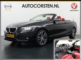 BMW 2-serie Cabrio 218I 136pk AUT-8 Leer+Verwarmd Navi Connected-Drive Ecc Cruise Control Pdc High Executive Sport Led Bluetooth Licht-Regensensor Sportstoelen WiFi v.b 46.000 nieuw