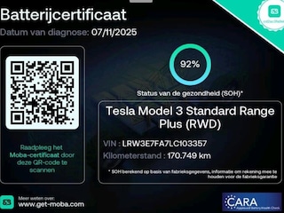 Tesla Model 3 Standard RWD Plus 60 kWh 92% SOH AUTOPILOT