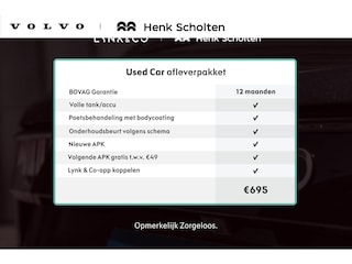 Lynk & Co 02 More 66 kWh 360 Graden Camera, Harman Kardon, Panoramadak, Elektrisch bedienbare voorstoelen met geheugen, Keyless Entry, Getint glas, Adaptieve Cruise Control, Dodehoekassistent, Sfeerverlichting, Stuurwielverwarming, Stoelverwarming