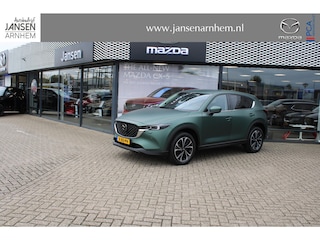 Mazda CX-5 2.0 e-SkyActiv-G M Hybrid 165 Exclusive-Line+Com.P , Automaat, Matte Metallic Pine Green gewrapped, Black Comfort Pack, Navi, Adap.Cruise, Clima, Apple Carplay, 360 Camera, PDC, HUD, Stuur/Stoelverwarming, 19" LMV