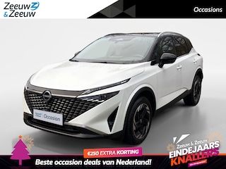 Nissan Qashqai 1.3 MHEV Xtronic N-Connecta Apple Carplay/Android Auto , airco (automatisch) , cruise control adaptief met Stop&Go en stuurhulp , elektrisch bedienbare achterklep met sensorsturing , navigatiesysteem , panoramadak , voorstoelen verwarmd en stuur , rondomzicht camera