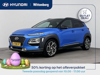 Hyundai Kona 1.6 GDI HEV PREMIUM | TWO TONE | TREKHAAK | ALL SEASONS | PRIVACY GLASS | 18'' LM VELGEN | LEDER | CLIMA | CRUISE | CAMERA | STUUR- & STOELVERWARMING | HYBRID | AUTOMAAT |