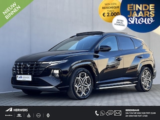 Hyundai Tucson 1.6 T-GDI HEV 230pk N Line Sky Fabrieksgarantie tot 04-2029 / Dealer onderhouden / 1.650kg Trekgewicht / Panorama schuifdak / Stuur-, stoel- en achterbankverwarming / Apple Carplay Android / 19" LM wielen /