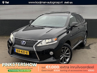 Lexus RX 450h 4WD F-Sport Line Auto vol luxe, trekhaak, schuif-/kanteldak, HUD, navigatie, stoelverwarming, seat memory, boekjes compleet, keyless