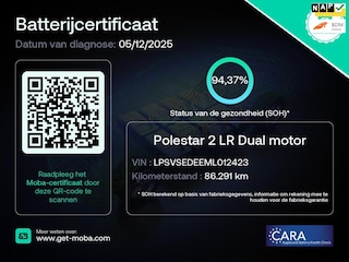 Polestar 2 Long Range Dual Motor Launch Edition 78kWh 94% SOH Trekhaak 1e Eig NL-Auto Rijklaarprijs!