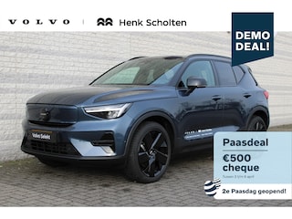 Volvo EX40 Single Motor Extended Range Ultra Black Ed. 82 kWh | DEMO | Connect Microtech/Nubuck bekleding | Driver Assist met Pilot Assist | Driver Awareness | Verlichtingspack 2 | Elektrisch bedienbare achterklep | Warmtepomp | Adaptieve cruise control | Blis | Preconditioning | Elektrisch verstelbare voorstoelen | Google Maps | Google Assistant | Getinte ramen achter | Climate Pack | Visual Park Assist | Premium Audio by Harman Kardon |  20" 5-spaaks Glossy Black | Draadloze telefoonoplader | 2-Zone Airconditioning | Zitverlenging | Volvo Car UX | Volvo on Call | Apple Carplay | Digital Services Pack 48 maanden | One Pedal Drive | Snelladen tot 205KW | Verwarmbaar stuurwiel | Verwarmbare voorstoelen
