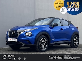 Nissan Juke 1.6 Hybrid N-Connecta Automaat / Fabrieksgarantie tot 08-2027 / Dealer onderhouden / Afn. trekhhaak 750 kg / Stuur-, stoel & voorruitverwarming / Camera  360° / Navigatie / Adapt. CC / Apple Carplay Android / 17" LM wielen /