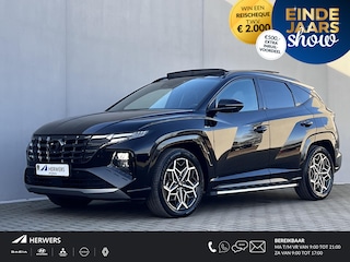 Hyundai Tucson 1.6 T-GDI HEV 230pk N Line Sky Fabrieksgarantie tot 04-2029 / Dealer onderhouden / 1.650kg Trekgewicht / Panorama schuifdak / Stuur-, stoel- en achterbankverwarming / Apple Carplay Android / 19" LM wielen /
