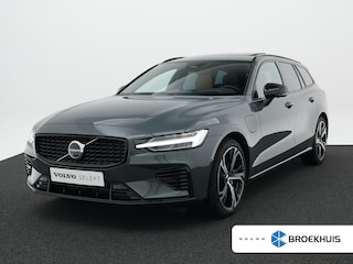 Volvo V60 2.0 T6 Plug-in hybrid AWD Ultra Dark Lounge Pack | Extra getint glas achter |  Gelamineerde zijruiten rondom | 19" 5-triplespaaks Glossy Black Diamond Cut |