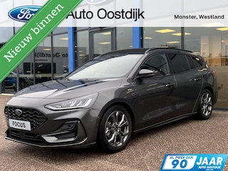 Ford Focus Wagon 1.0 EcoBoost Hybrid ST Line X 155PK Automaat Afn. Trekhaak Panodak Winterpack Adaptieve Cruise Camera Blind-Spot Parkeersensoren Keyless B&O Full-LED Climate *1500KG Trekgewicht*