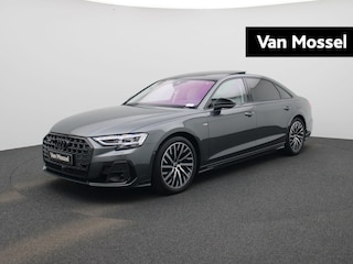 Audi A8 60 TFSI e quattro L 340 PK | S-Line exterieur | Automaat | B&O | 360 Camera | Vierwielbesturing | Luchtvering | HD Matrix | Panoramadak | Beeldschermen achterin | Stoelventilatie | Stoelmassage | Servosluiting | Nachtzicht | Head-up display |