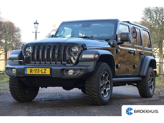 Jeep Wrangler Unlimited 4xe 380 Rubicon | TREKHAAK | VOOR + ACHTERCAMERA | DEALER OH! | BTW AUTO! | GEEN GRIJS KENTEKEN | LEDER | UNIEK! | PRACHTIGE STAAT!