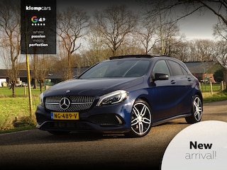 Mercedes-Benz A-klasse 180 AMG-Line | Scuifdak| Or.NL-auto-NAP | Automaat | Uniek! Canvasiet Blu