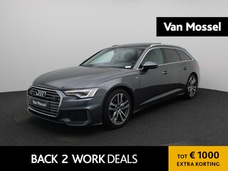 Audi A6 Avant Advanced 50 TFSI e S tronic Quattro S-Line | Automaat | 300PK | 3X S-Line | Panoramadak | Trekhaak | Lederen Bekleding | Memory Seats | LED Koplampen | 19'' Lichtmetalen Velgen | Stoelverwarming |