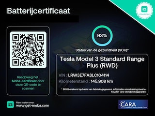 Tesla Model 3 RWD PLUS 60KWH 1e EIG.ACCU SOH 93! BIJNA 2021 LEDER. VELGEN.PANORAMADAK.