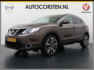 Nissan Qashqai 1.2T 116PK Tekna Leer Pano-Dak Trekhaak Navi Ecc 360°Camera Cruise Control Pdc Elek.Stoel Stoelverwarming Regen-Lichtsensor Lmv Led Bluetooth Dodehoek detector Keyless Privacy Glas Origineel Nederlandse Auto