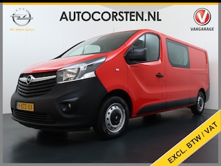 Opel Vivaro D126pk L2H1 D. C Dubbele Cabine Euro 6 Navi Airco Trekhaak Camera Cruise Control Bluetooth Pdc 5-Persoons Betonplex Vloer Wandbetimmering Schuifdeur Regen-Lichtsensor 1.6CDTI 1e Eigenaar Origineel Nederlandse Auto Dealeronderhouden 2.000kg trekvermogen