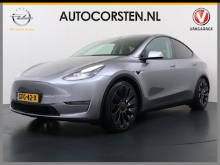 Tesla Model Y Performance AWD 535PK Leder Warmtepomp Autopilot FSD-4 Computer Panodak Navi Ecc Lmv 21" Elek.Stoelen+Memory Stoel+Stuurverwarming Adap.Cruise Privacy Glas Matrix-Led Lithium-ion AMD Ryzen™ 4WD 1e Eigenaar Origineel Nederlandse Auto Fabrieksgarantie nog van toepassing