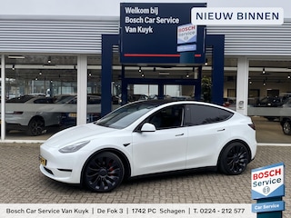 Tesla Model Y Performance AWD 75 kWh / Panodak / Stuurverwarming / Stoelverwarming V+A / Vol-Leder / Elektr.-Stoelen / Dodehoek-Detectie / Keyless / LED / Navi / 21'' LMV / ENZ.