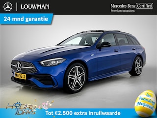 Mercedes-Benz C-klasse Estate 300 e Business Solution AMG AMG | Night Pakket | Panoramadak | Alarm Klasse 3 | Distronic | Apple CarPlay | Sfeerverlichting | Memory voorstoelen. Inclusief 24 maanden Mercedes-Benz Certified garantie voor Europa.