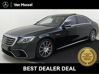 Mercedes-Benz S-klasse AMG 63 4Matic+ Lang Premium Plus / Panoramadak/ Burmester/ Entertainment achter/ DISTRONIC/ Smaragdgroen/ Bruin interieur