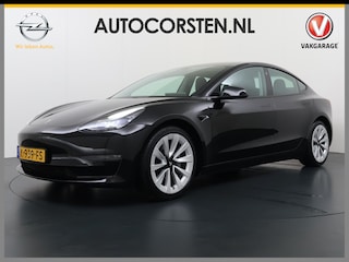 Tesla Model 3 Long Range AWD 75kWh Facelift Warmtepomp Lmv 19" AutoPilot Leder Panoramadak Adaptive-Cruise Camera's Elektr.-Stuur+Stoelen+Spiegels+Geheugen+Easy-Entry+Verwarmde stoelen Park assistent Pdc WIFI Lane-Assist Navi LED DAB Voorverwarmen interieur Keyless One-Pedal-Drive 4WD SOH 87% Origineel Nederlandse Auto Fabrieksgarantie op Accu en Motor tot 21-12-2028/192.00km