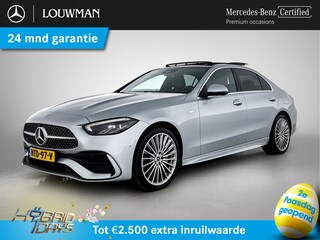 Mercedes-Benz C-klasse 300 e Business Solution AMG AMG Line | Panorama Schuif-Kanteldak | Distronic | Lederen bekleding | Alarm | Parkeerpakket met 360°-camera | 20 Inch AMG Velgen. Inclusief 24 maanden Mercedes-Benz Certified garantie voor Europa.