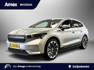 Skoda Enyaq iV 80 204pk First Edition Warmtepomp | Lichtmetalen velgen Betria Antraciet 21 inch | Zwart lederen bekleding