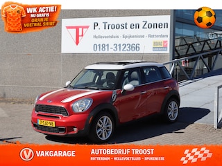Mini Countryman 1.6 Cooper S ALL4 Chili AUTOMAAT/ CLIMA-AIRCO/ELEKTRISCH GLAZEN PANO DAK/18 INCH L.M. VELGEN/BLEUTOOTH/LEDER/PARKEER SENSOREN/CRUISE CONTROL/FULL OPTIONS.
