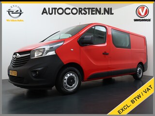 Opel Vivaro D126pk L2H1 Dubbele Cabine Euro 6 Navi Airco Trekhaak Camera Cruise Control Bluetooth Pdc 5-Persoons Betonplex Vloer Wandbetimmering Schuifdeur Regen-Lichtsensor 1e Eigenaar Origineel Nederlandse Auto 2.000kg trekvermogen