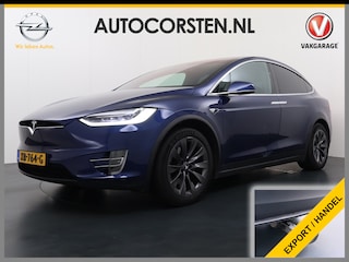 Tesla Model X 100D 20" Trekhaak Leder Luchtvering Adaptive Cruise AutoPilot Panoramadak Vleugeldeuren Camera's Elektr.Stoelen/Stuur+Verwarmd+Geheugen Keyless Wifi Adaptieve koplampen Lmv 20" Led Elektr.-Achterklep Bordherkenning Verwarmde Sproeiers-bladen Carbon Sentry Mode Valet mode 2250 kg Trekvermogen! € 124.700 nieuw !