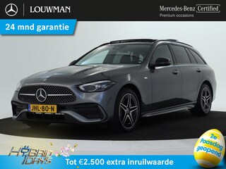 Mercedes-Benz C-klasse Estate 300 e AMG Plug-In Hybride AMG Line | Night Pakket | Trekhaak | Panorama Schuif-Kanteldak | Dodehoek Assist. Inclusief 24 maanden MB Certified garantie voor Europa.