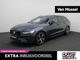 Volvo V90 T6 Plug-in hybrid AWD Ultra Dark Automaat | Panoramadak | Harman Kardon | Head-up | Leder | Navigatie | Stoel/stuurverwarming | Climate control | PDC | LMV | Schuifdak | LED | Camera | DAB |