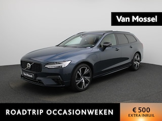 Volvo V90 T6 Plug-in hybrid AWD Ultra Dark Automaat | Panoramadak | Harman Kardon | Head-up | Leder | Navigatie | Stoel/stuurverwarming | Climate control | PDC | LMV | Schuifdak | LED | Camera | DAB |