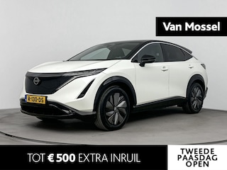 Nissan Ariya Evolve 66 kWh | Elektr. bed. achterklep | Climate Control / ECC | Licht metalen velgen 19 inch | Cruise control Standaard  | Navigatie | Half lederen bekleding grijs | Elektrisch verst. stoelen | Stoelverwarming | LED koplampen | Park Distance Control voor en achter | Achteruitrijcamera |