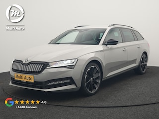 Skoda Superb Combi 1.4 TSI iV Sportline Business Plug In Hybrid 218pk Dealer O.H. PHEV | Trekhaak Af Fabriek | Adaptive Cruise | 360 Camera | Canton Audio | Alcantara Sportstoelen Memory & Verwarmd | Sfeerverlichting | Stuur Verwarmd | Keyless | Crystal LED | DAB |