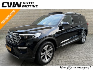 Ford Explorer 3.0 V6 EcoBoost 457pk PHEV Platinum | Panoramadak | 360 camera | Adaptieve cruise | Afneembare trekhaak | Lederen bekleding | Navigatie | Apple CarPlay / Android Auto | 20 inch LMV | Dodehoekdetectie | Stoelverwarming&koeling | Bang&Olufsen | Elektrische achterklep | Volledig onderhouden