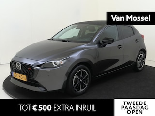 Mazda 2 1.5 e-SkyActiv-G 90 Homura Aka | airco automatisch | Apple Carplay/Android | cruise control | dodehoek detectie | lederen interieurdelen | LED koplampen | lederen/stof bekleding | lichtmetalen velgen 16" | rijstrooksensor met correctie | voorstoelen verwarmd |