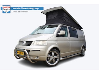 Volkswagen Transporter TDI 2.5 | 5 Cilinder | Zeer nette Camper! | Hefdak | Cruise controle | Airco | Trekhaak | Achteruitrijcamera | 4 Persoons | 2 Slaapplekken | Lederen bekleding | Keuken | 20 Inch LMV |
