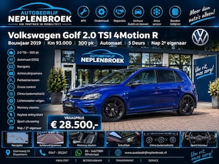 Volkswagen Golf 2.0 TSI 4Motion R Bj 2019 km 93.000 Nap 2e eigen Automaat,19Inch,Schuifdak,Clima,Navi Bom vol !!