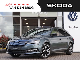 Skoda Superb Combi 1.4 TSI 218 pk DSG iV Sportline Business | Panorama Dak | Zwenkbare Trekhaak | 360 Camera | Stoelverwarming V+A | Voorstoelen met Geheugen | Elektrische Klep | Alcantara Interieur |