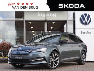 Skoda Superb Combi 1.4 TSI 218 pk DSG iV Sportline Business | Panorama Dak | Zwenkbare Trekhaak | 360 Camera | Stoelverwarming V+A | Voorstoelen met Geheugen | Elektrische Klep | Alcantara Interieur |