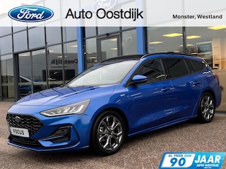 Ford Focus Wagon 1.0 EcoBoost Hybrid ST Line X 155PK Automaat Afn. Trekhaak Panodak Winterpack Adaptieve Cruise Camera Blind-Spot Parkeersensoren Keyless B&O Full-LED Climate *1500KG Trekgewicht*