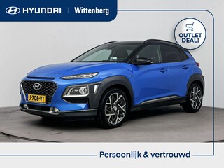 Hyundai Kona 1.6 GDI HEV PREMIUM | OUTLETDEAL! | TWO TONE | TREKHAAK | ALL SEASONS | PRIVACY GLASS | 18'' LM VELGEN | LEDER | CLIMA | CRUISE | CAMERA | STUUR- & STOELVERWARMING | HYBRID | AUTOMAAT |