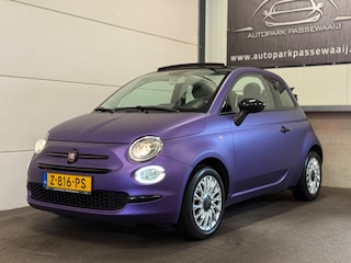 Fiat 500 1.2 Lounge Cabrio, Pano, Apple Carplay, Cruise Control, Parkeersensoren Achter, Lederen, Wrap, LED, Lichtmetalen Velgen