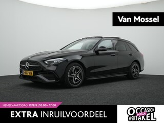 Mercedes-Benz C-klasse Estate 300 e AMG Line AUTOMAAT | PANORAMADAK | AMG PAKKET | LEDER | ADAPTIEVE CRUISE | CAMERA | NAVIGATIE | APPLE CARPLAY | ELEKTRISCHE STOEL & KOFFERKLEP | 12 MAANDEN BOVAG GARANTIE |